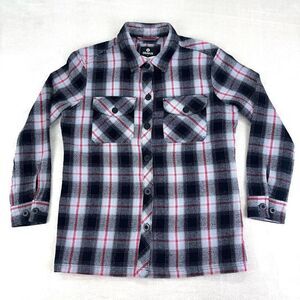 DRAVUS Shirt Mens Small Grey‎ Red Plaid Long Sleeve Blanket Flannel Button Up